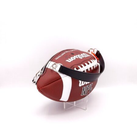 Brown and white NFL Wilson American football ball bag with genuine black leather handles. 24